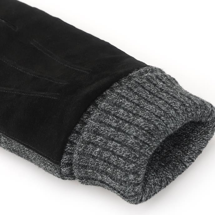 Isotoner® Mens Suede Glove With Knit Cuff Black Extra Image 5